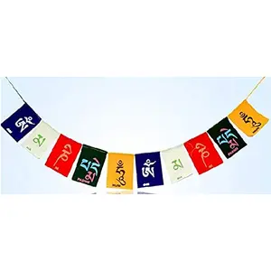 AUTO Trend-Prayer Flags Wind Outdoor Flags Car Jewelry Decor Accessories Flag Decorations Buddhist Items Om Mani Padme Hum Peace Sign Wall Flag Hanging for Car/Bike 2.5 Ft - Multicolor