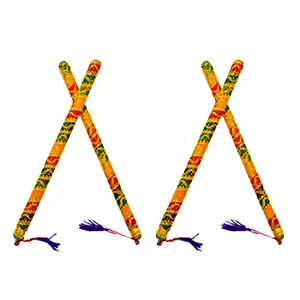 Multicolor Sanedo Rajawadi Dandiya Garba Sticks 14 Inches in Pair Pack of (3)
