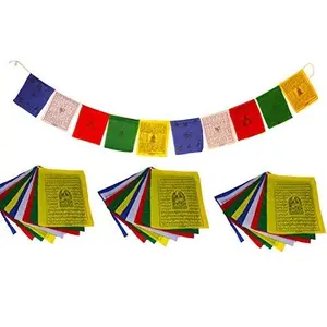 PACK OF 3 Buddhist Prayer flag lungta Flag / 5 Meter Long / 10 Flags/Each Leaf Size 8 inch by 10 inch
