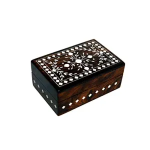 Wooden Jewellery Box for Women Wood Jewel Organizer Storage Box Gift Items - 6 inches X 4 Inches (Brown)