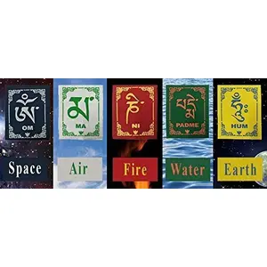 Prayer Flags Wind Outdoor Flags Decor Accessories Flag Decorations Buddhist Items Om Mani Padme Hum Peace Sign Wall Flag Hanging for Car/Bike/Home Door 2 Ft - Multicolor