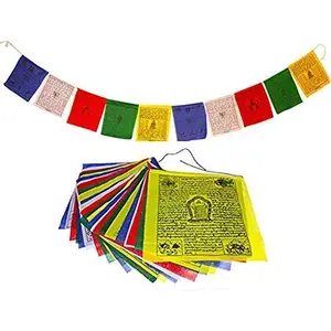 Buddhist Prayer flag lungta Flag / 5 Meter Long / 10 Flags/Each Leaf Size 8 inch by 10 inch