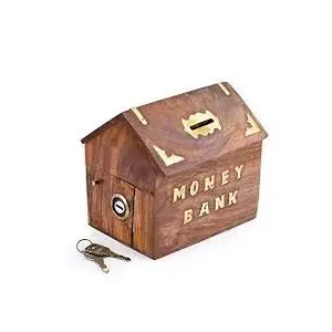 Beauifully Designe Money Bank hut Made of Wood (Free Gift Inside )