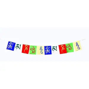 Voila Hanging Buddhist Prayer Cotton Flags for Car Motorbike and Home (Multicolour)