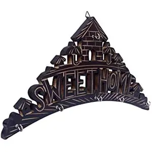 Handcrafted Wooden Sweet Home Texted Key Hanger Wall Hanging Decor Home Key Holder Stand for Wall Home Decorative Gifts Item