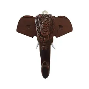 Handmade Elephant Head with Carved Patterns Handicraft (Carved from Mahogany Wood) 6 Inches