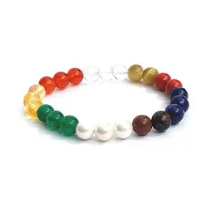 Handmade and Stretchable Multicolour Navratan Gemstone Bracelet for Men and Women