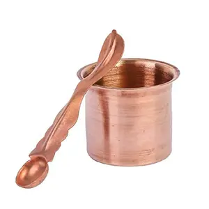 Copper Panch Patra with Achmani Pali for All Pooja Purpose (Copper_5 x 5 x 5 cm)