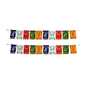 Prayer Flags Wind Outdoor Flags Car Jewelry Decor Accessories Flag Decorations Buddhist Items Om Mani Padme Hum Peace Sign Wall Flag Hanging for Cycle/Bike (Pack of 2 Big)