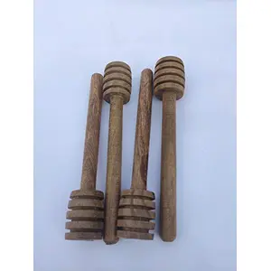 4 Pack Mini Wooden Honey Dipper Sticks Honey Dippers 5 inch with Individually Wrapped Server for Honey Dispense Drizzle Honey and Wedding Party Favors