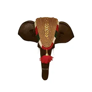 Handmade Temple Elephant Head Handicraft (Carved from Mahogany Wood) 10 Inches