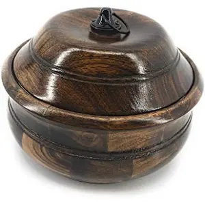 Wooden Casserole Chapati Box Lid Ornaan Bread Storage Box Steel Bowl Inside