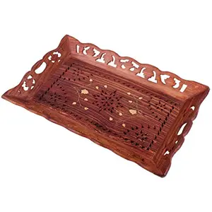 Ultra Desig Wooden Designer Wooden Hand Carved Serving Tray CoffeeTea Tray 15x6-inch