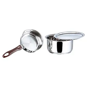 Vinod Capsule Bottom Tope (1.4Ltr) with lid & Regaular Saucepan (0.8Ltr)(Induction Friendly)