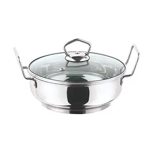 Vinod Stainless Steel Kadai with Glass Lid- 26 cm 4 Ltr (Induction Friendly)