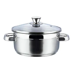Vinod Stainless Steel Bremen Saucepot with Glass Lid - 20 cm Diameter 3 litres Capacity (Induction and Gas Stove Friendly) - 2 Years Warranty Silver