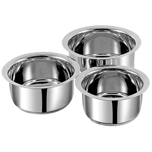 Vinod Stainless Steel Capsule Bottom tope Set Without lid 2.7ltr to 4ltr 3pcSilver