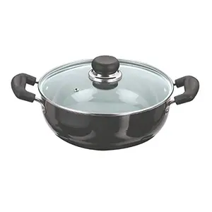 Vinod Hard Anodized Deep Kadai with Glass Lid - 24 cm 3.1 Ltr (Induction Friendly)