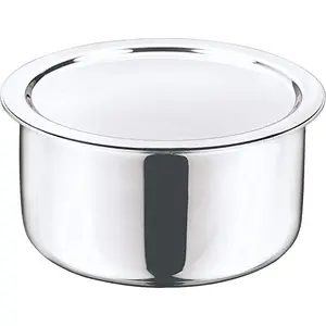 Vinod Platinum Triply Stainless Steel Tope / Patila with Stainless Steel Lid 1.7 litres Capacity (16 cm Diameter) - Silver (Induction and Gas Stove Friendly) 5 Years Warranty