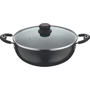 Vinod Hard Anodised Non-Stick Deep kadai with lid 4.1 LTR. (Induction Friendly)