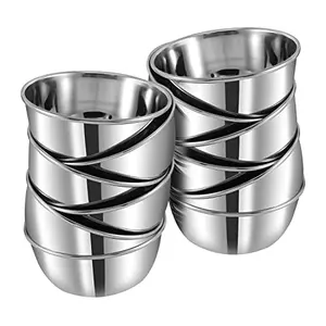 Kraft Stainless Steel Serving Regal Bowl/Katori/Vati Set of 12 Pieces - Medium High Quality with Mirror Finish Non Toxic Silver and BPA Free Comes with 2 Year Warranty