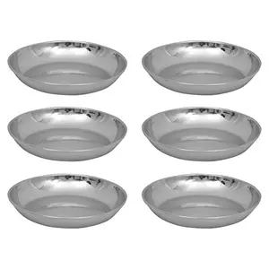 Vinod Stainless Steel Cake Plate 12.5 cm 4-Piece Silver H.Plate 5.5 (4)
