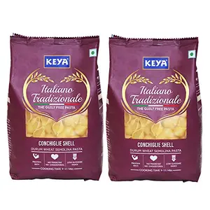KEYA Gourmet Conchiglie Shell Durum Wheat Pasta Pack of 2 x 500 Gm