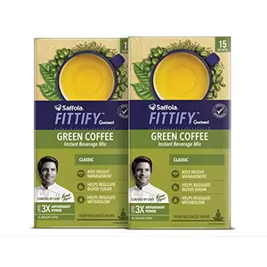 Saffola FITTIFY Gourmet FITTIFY Instant Green Coffee for Weight Management 30 Sachets(Pack of 2) (Classic)
