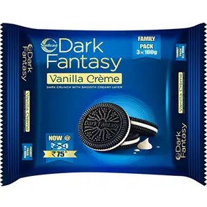 Sunfeast Dark Fantasy Vanilla Creme 300g Pack | Dark Crunch with Smooth crme
