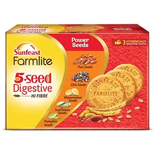 Sunfeast Farmlite 5 Seed Digestive Biscuit | High Fibre | Goodness of 5 Power Seeds and Wheat Fibre 250g