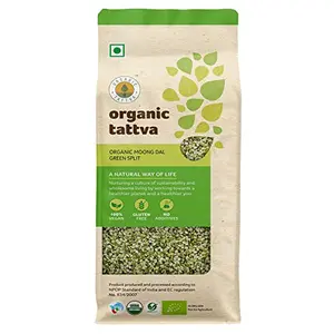 Organic Tattva Organic Green Moong Dal Split - 500 Gram | 100% Vegan Gluten Free and NO Preservatives