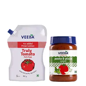 Veeba Truly Tomato Ketchup - No Added preservatives 900g and Pasta-Pizza 280g - Pack of 2