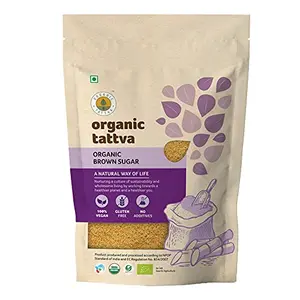 Organic Tattva All Natural Brown Sugar Zero Chemicals Organically Processed from Freshly Squeezed Sugar Cane Juice and Enriched with Essentials Nutrients (1 Kg Pouch)