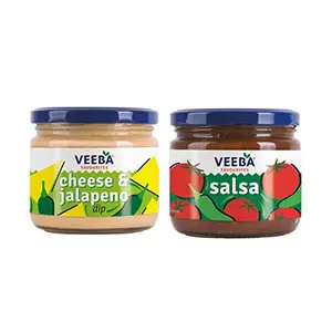 Veeba Cheese & Jalapeno dip 300 g & Salsa dip 360 g - Pack of 2