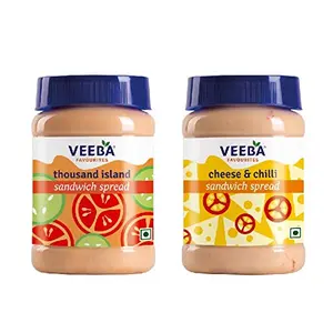 Veeba Sandwich Spreads Combo - Cheese n Chilli 275g and Thousand Island Sandwich Spread 280g - Pack of 2