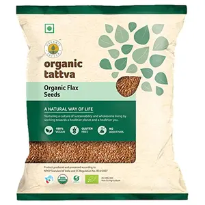 Organic Tattva Organic Flax Seeds (ALSI) Quality Raw Unroasted Seeds No Artificial Additives Or Harmful Pesticides Enriched with Omega-3 Heart-Healthy (100G Pouch)