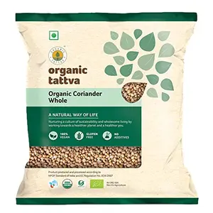 Organic Tattva 'Coriander Whole' Organic Dhania Naturally Processed from Farm Picked Fresh Seeds (100 g Pouch)