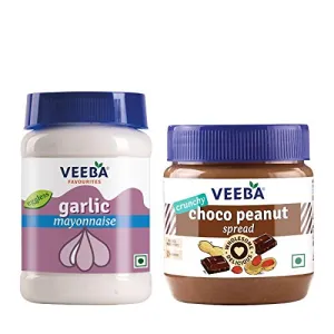 Veeba Breakfast  - Garlic Mayonnaise  & Choco Peanut Spread Crunchy Jar 2 X 250 g with Combo