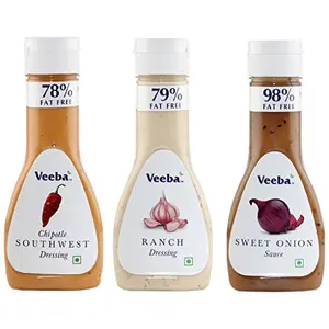 Veeba Chipotle Southwest Dressing 300g with Ranch Dressing 300g and Sweet Onion Sauce 350g