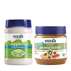 Veeba Breakfast - Eggless Mayonnaise 250g & Natural Peanut Butter Crunchy - 340g Combo