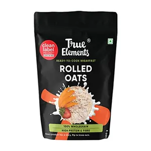 True Elements Rolled Oats 500g - Clean Label Certified | Cereal for Breakfast | Diet Food for Weight Loss