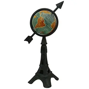 13.6" Unique Antiique Look Green Big Decorative Rotating Globe World Geography Green Ocean Earth Home Decor By Globes Hub-Perfect for Home, Office & Classroom