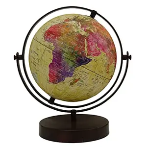 11.5" Beige Unique Antiique Look Decorative Rotating Globe World Geography & Political Beige Ocean Earth Decor By Globes Hub-Perfect for Home, Office & Classroom