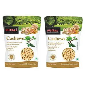 Nutraj 100% Pure Premium Whole Cashew Nuts W320 - 1 Kg Packs (2 x 500g) Raw | Nutritious Delicious & Crunchy Kaju | Rich in Magnesium Copper & Phosphorus