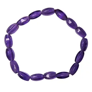 Stone Amethyst Tube Shape Healing Bracelet for Psychic For Man, Woman, Boys & Girls- Color: Purple (Pack of 1 Pc.)