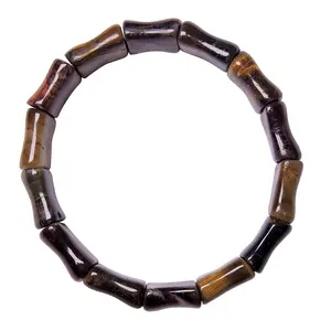 Stone Tiger Eye Dumroo Bracelet For Man, Woman, Boys & Girls- Color: Brown (Pack of 1 Pc.)