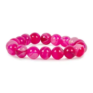 Stone Pink Chalcedony Gemstone Bracelet for Love For Man, Woman, Boys & Girls- Color: Pink (Pack of 1 Pc.)