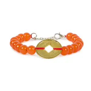 Stone Confidence with Coin Bracelet For Man, Woman, Boys & Girls- Color: Orange (Pack of 1 Pc.)