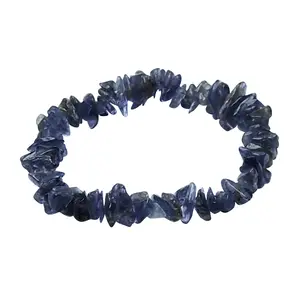 Stone Iolite Gemstone Chips Bracelet For Man, Woman, Boys & Girls- Color: Blue (Pack of 1 Pc.)