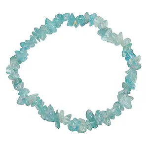 Stone Apatite Gemstone Chips Bracelet For Man, Woman, Boys & Girls- Color: Blue (Pack of 1 Pc.)